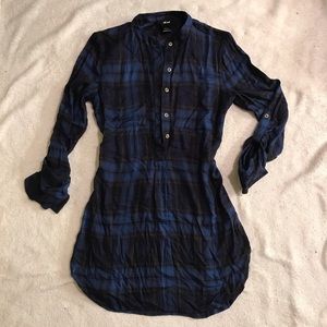 dark blue flannel dress